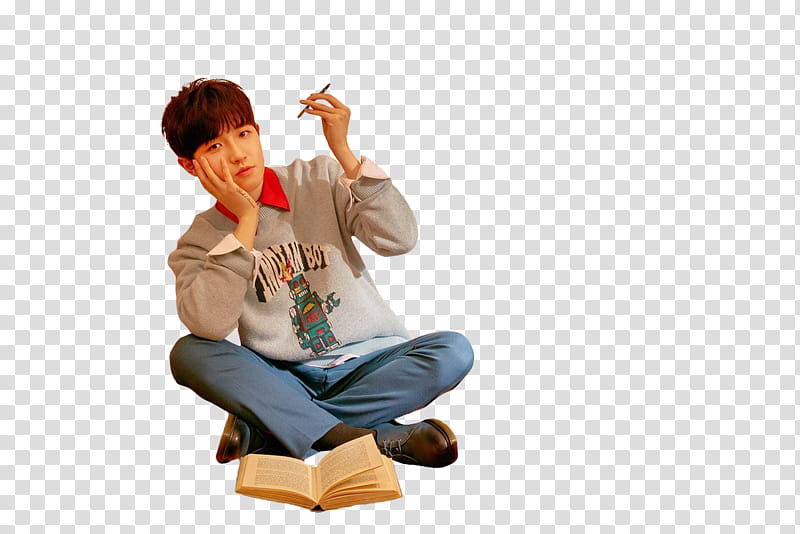 WANNA ONE I PROMISE YOU PART , man wearing gray long-sleeved shirt transparent background PNG clipart