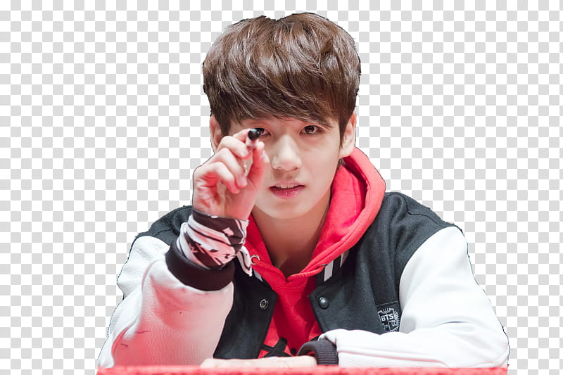Jungkook, man holding pen pointing to the camera transparent background PNG clipart