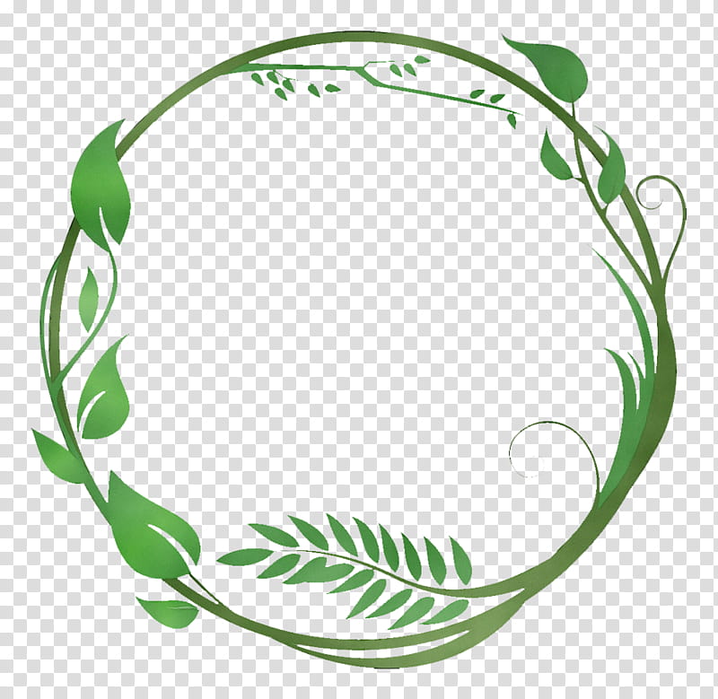 green leaf plant circle, Watercolor, Paint, Wet Ink, Vascular Plant transparent background PNG clipart