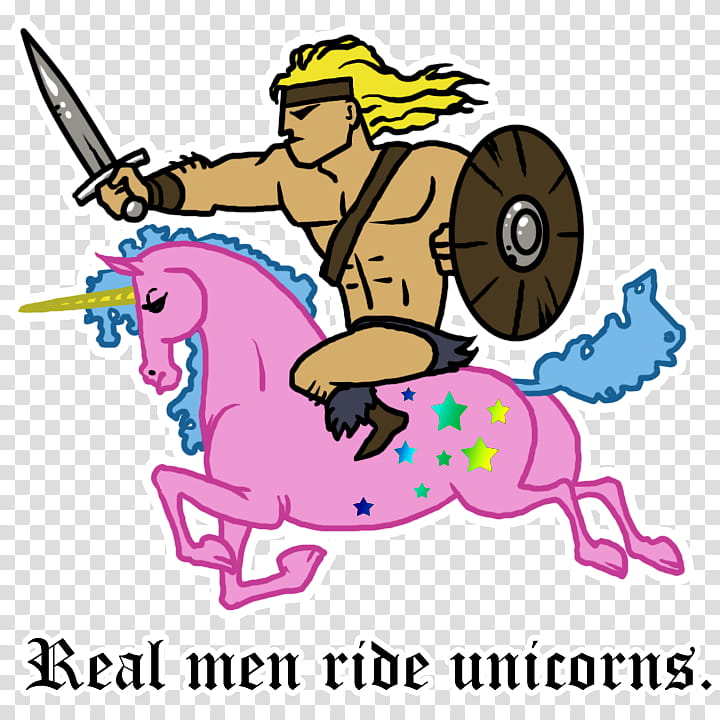 Real Men Ride Unicorns, man riding unicorn illustration transparent background PNG clipart