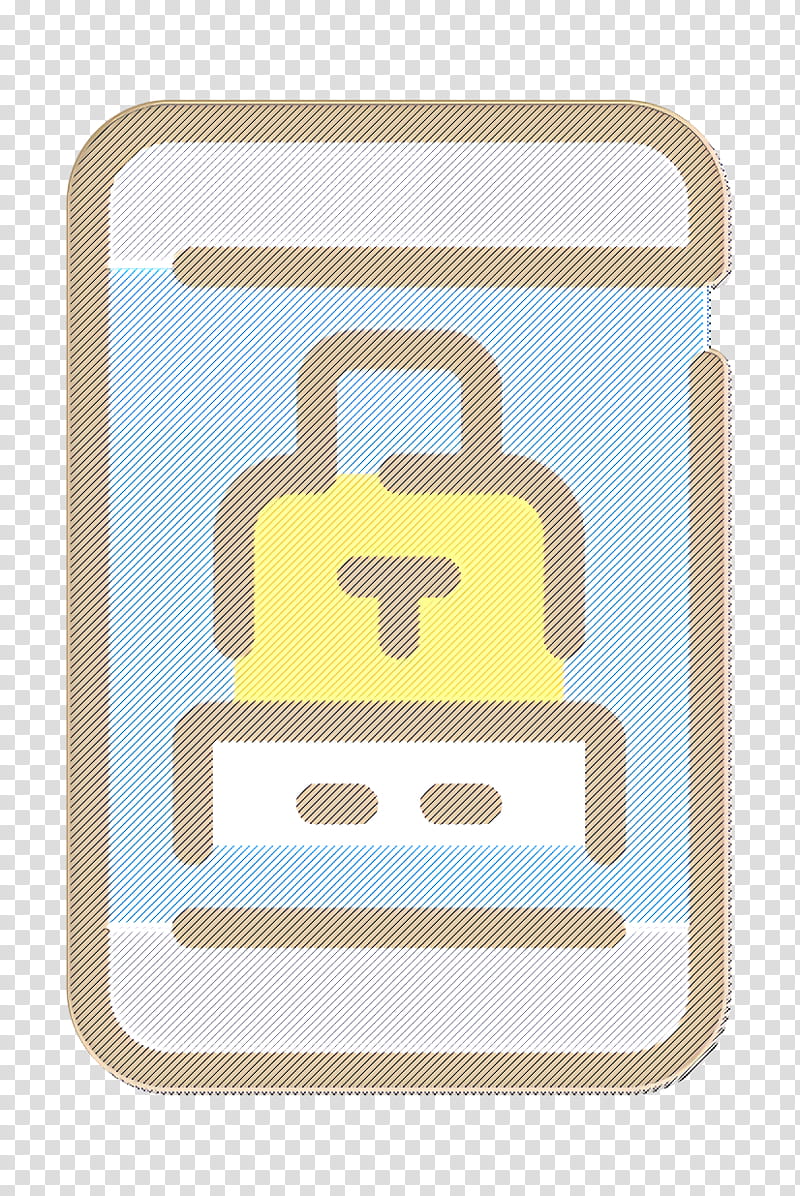 Security Icon, Mobile Icon, Padlock Icon, Secure Icon, Smartphone Icon, Logo, Brand, Yellow transparent background PNG clipart