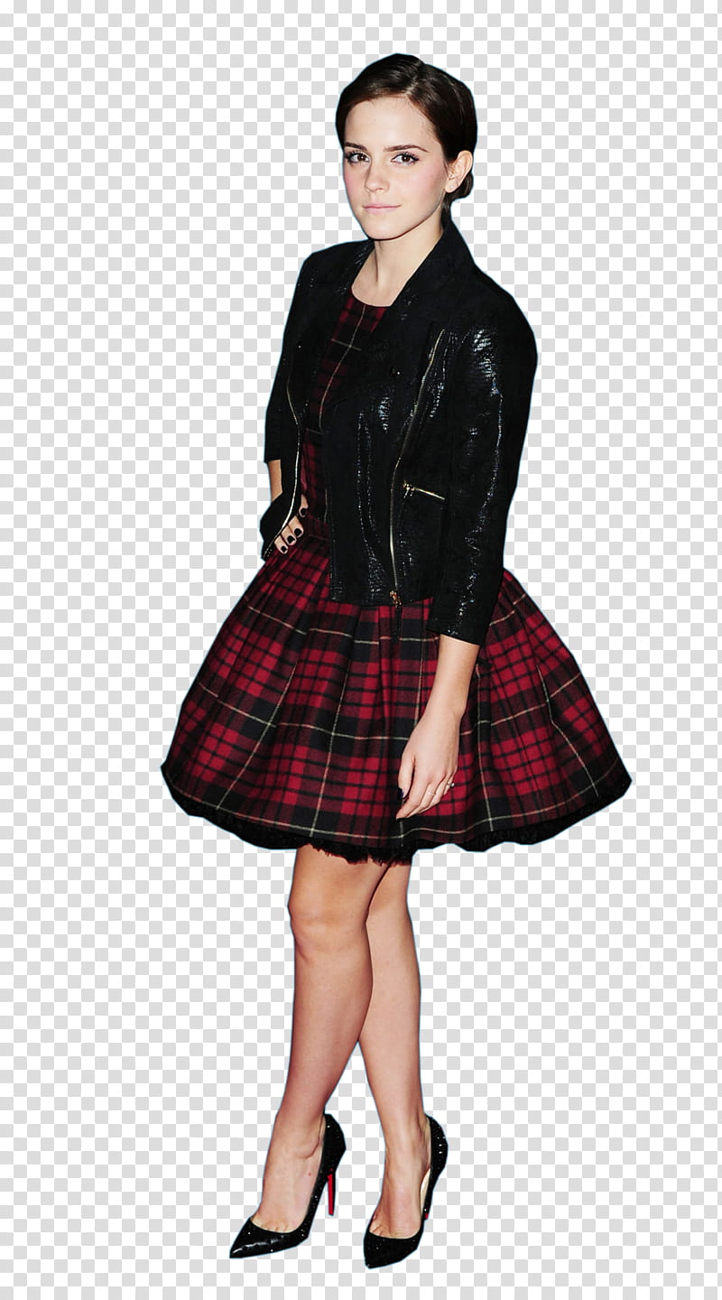 Emma Watson, woman in black leather jacket transparent background PNG clipart