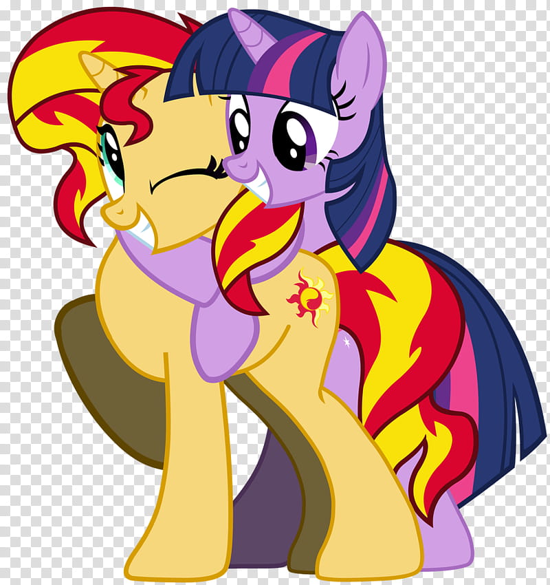 MLP, Sunset Shimmer and Twilight Sparkle Hugging transparent background PNG clipart