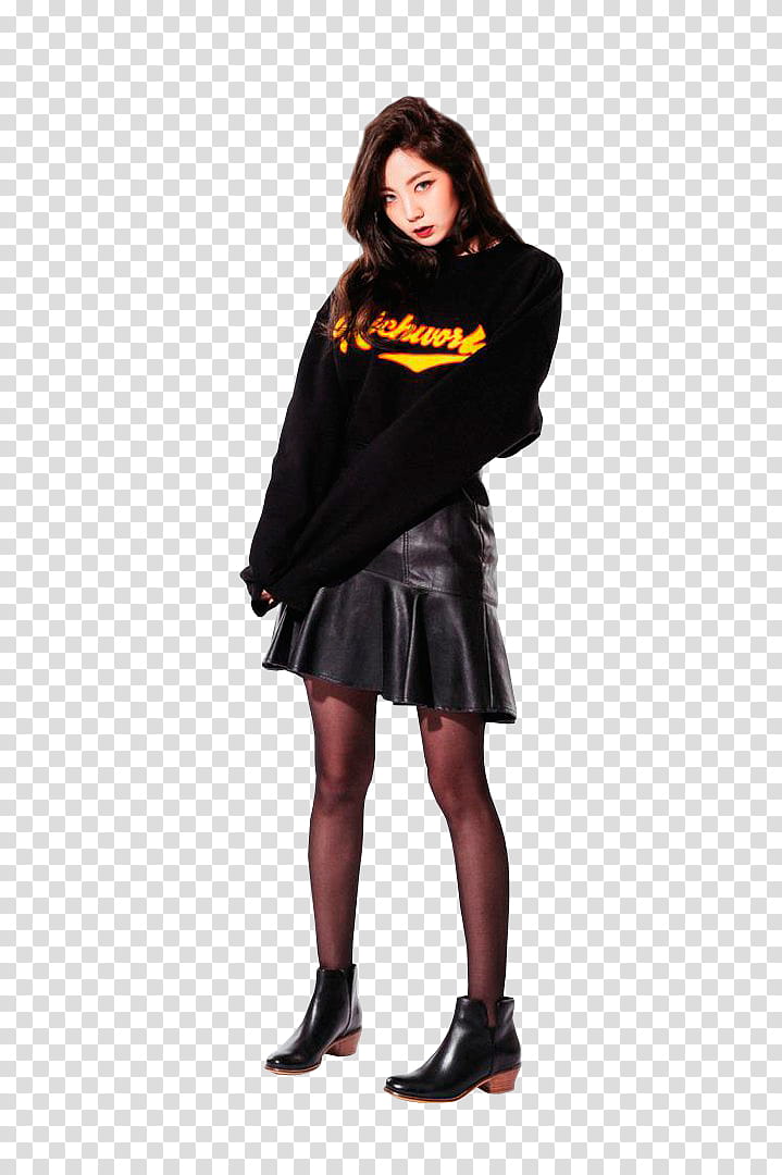 CHAE EUN, woman in black leather mini skirt transparent background PNG clipart