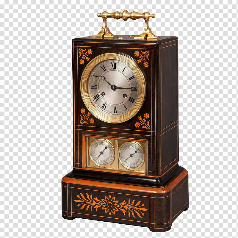 , brown and brass-colored desk clock transparent background PNG clipart