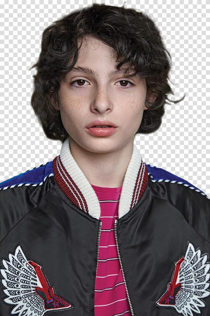 Finn Wolfhard, man wearing black and white zip-up jacket transparent background PNG clipart