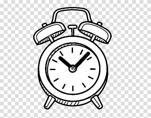 black and white alarm clock clipart