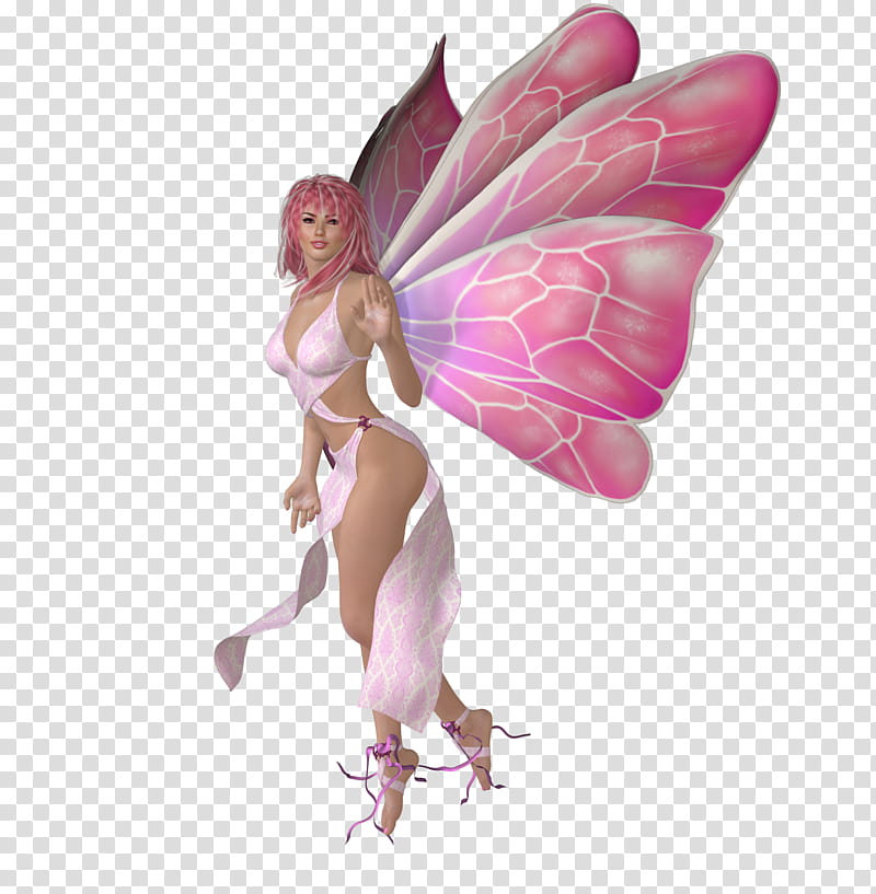 Think Pink Fairies, woman with wing character transparent background PNG clipart