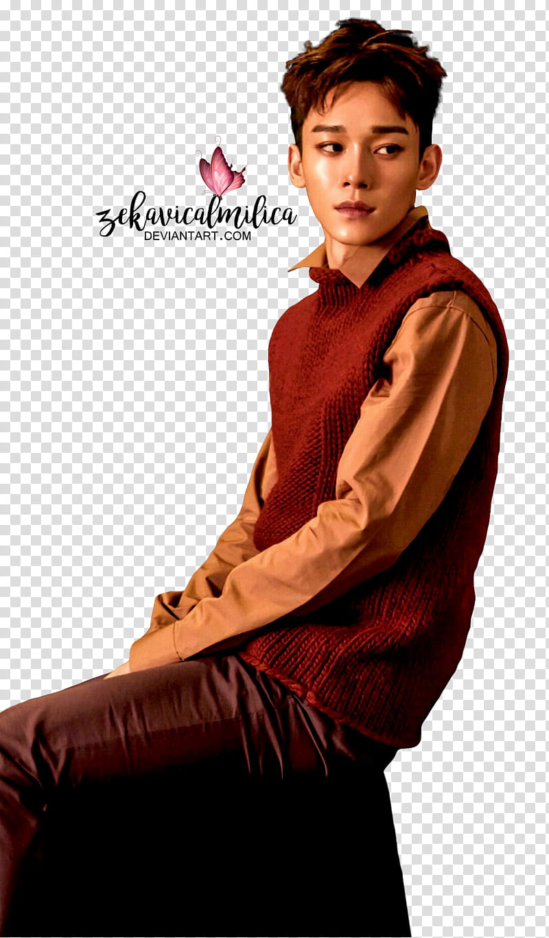 EXO Chen For Life, man wearing red vest transparent background PNG clipart