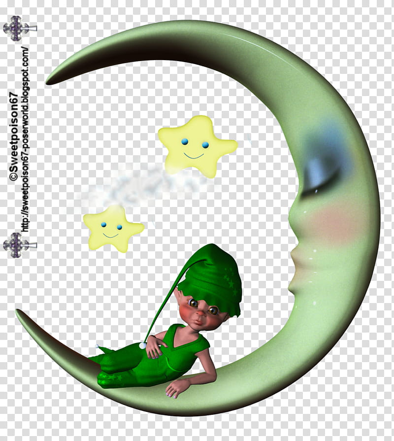 Sleepy Kiki, elves on moon transparent background PNG clipart