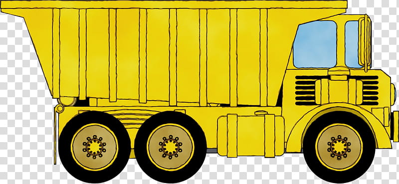 Watercolor, Paint, Wet Ink, Dump Truck, Car, Pickup Truck, Garbage Truck, Articulated Hauler transparent background PNG clipart