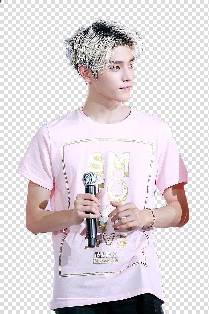 Taeyong, man using black microphone transparent background PNG clipart