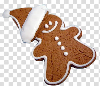 CHRISTMAS MEGA, brown and white gingerbread man cookie illustration transparent background PNG clipart