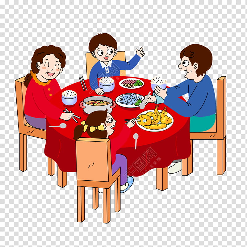 Chinese New Year Reunion Dinner, Cartoon, Midautumn Festival, Oudejaarsdag Van De Maankalender, Lantern Festival, Table, Meal, Furniture transparent background PNG clipart