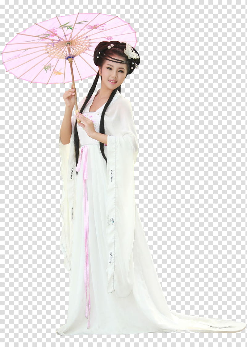 Umbrella, Oilpaper Umbrella, White, Pink, Costume, Lilac, Bijin, Skirt transparent background PNG clipart