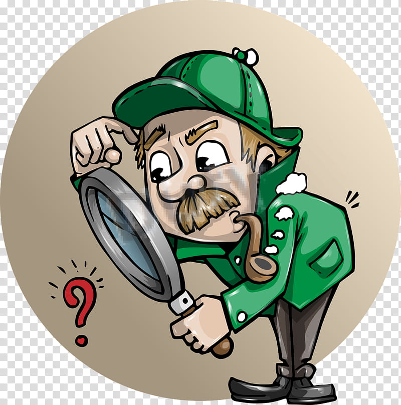 Magnifying Glass Symbol, Detective, Criminal Investigation, Sherlock Holmes, Private Investigator, Crime, Cartoon, Green transparent background PNG clipart