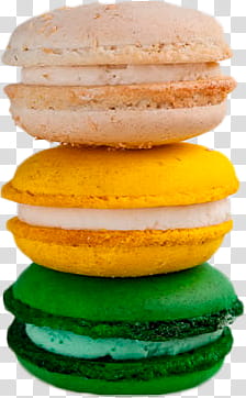 Macaron, three French macaroons transparent background PNG clipart