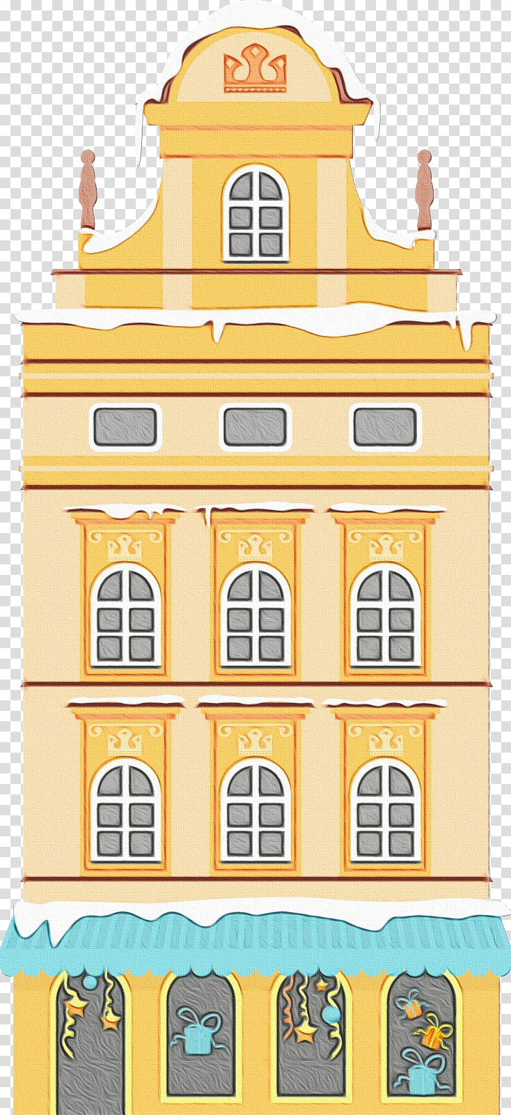 yellow line facade tower building, Watercolor, Paint, Wet Ink, Architecture, Bell Tower transparent background PNG clipart