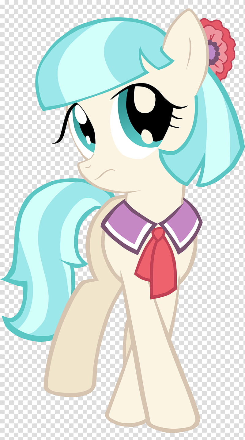Coco Pommel, beige My Little Pony character in teal and blue heair transparent background PNG clipart