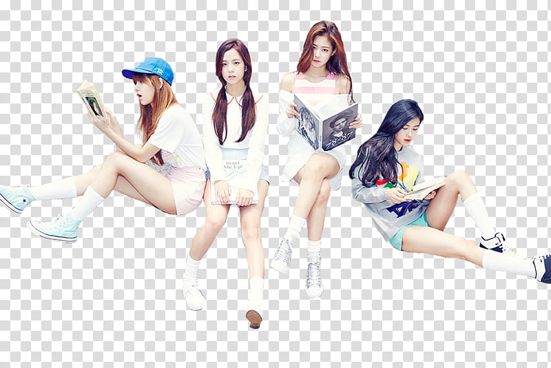  BlackPink, four women sitting on ground transparent background PNG clipart
