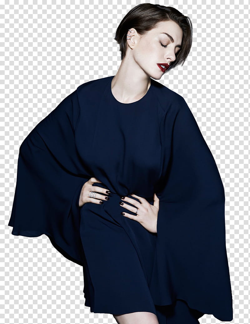 woman in blue batwing dress transparent background PNG clipart