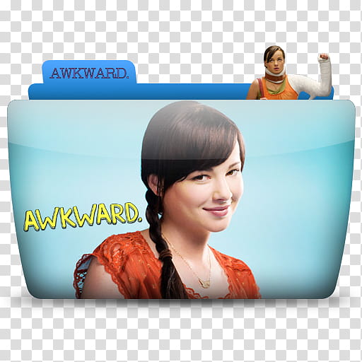 TV Folder Icons ColorFlow Set , Awkward , teal woman portrait folder illustration transparent background PNG clipart