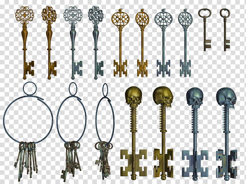 Keys, assorted-color key lot transparent background PNG clipart