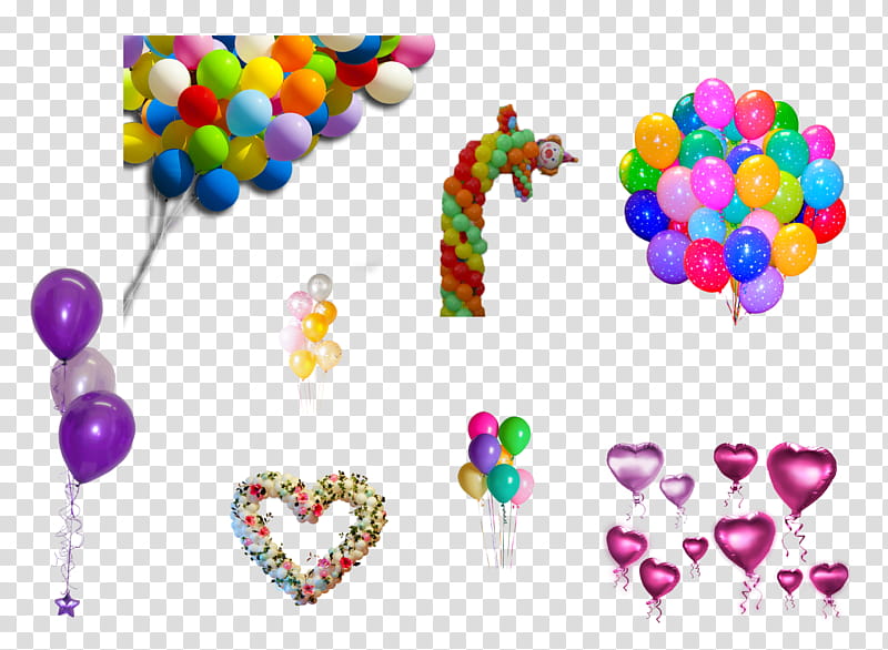 Globos, assorted-color-and-design balloon lot transparent background PNG clipart