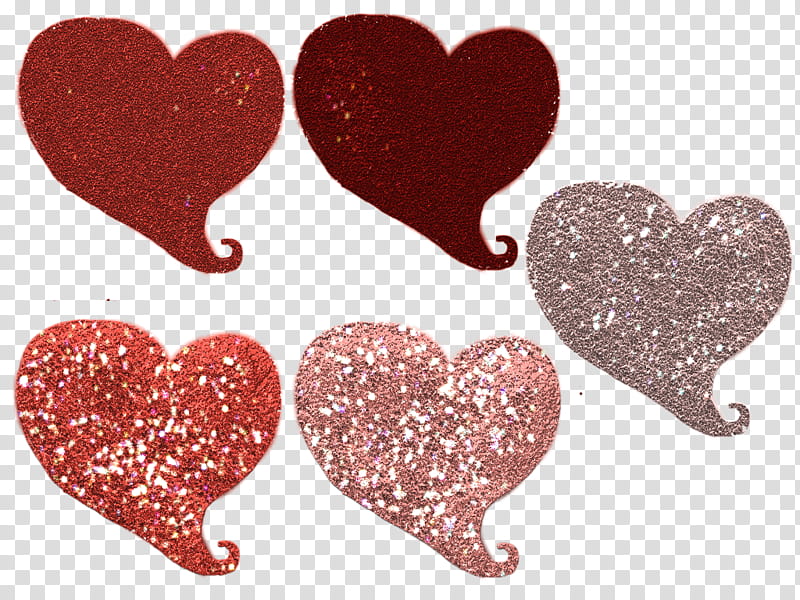 Hearts a many, five assorted-color hearts transparent background PNG clipart