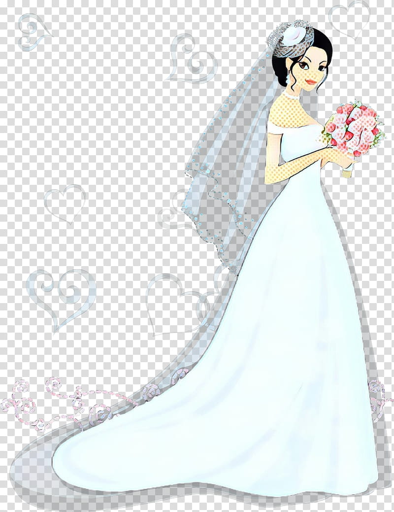 Wedding Vintage Retro, Pop Art, Bride, Gown, Wedding Dress, Cartoon, Character, Girl transparent background PNG clipart