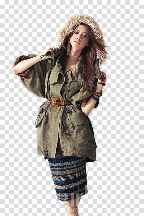 Yoona SNSD, standing woman wearing parka coat transparent background PNG clipart