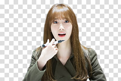 RENDER SNSD LOTTE EVENT, woman wearing grey dress holding pen transparent background PNG clipart