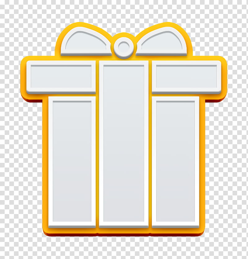 christmas icon gift icon giftbox icon, Present Icon, Text, Yellow, Line, Orange, Rectangle, Symmetry transparent background PNG clipart
