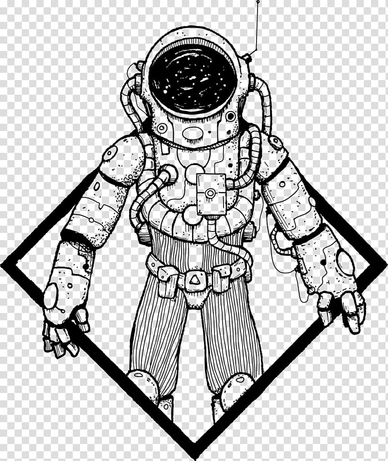 Astronaut, Drawing, Line Art, Pen, Visual Arts, Cover Art, Astronaut, Collage transparent background PNG clipart