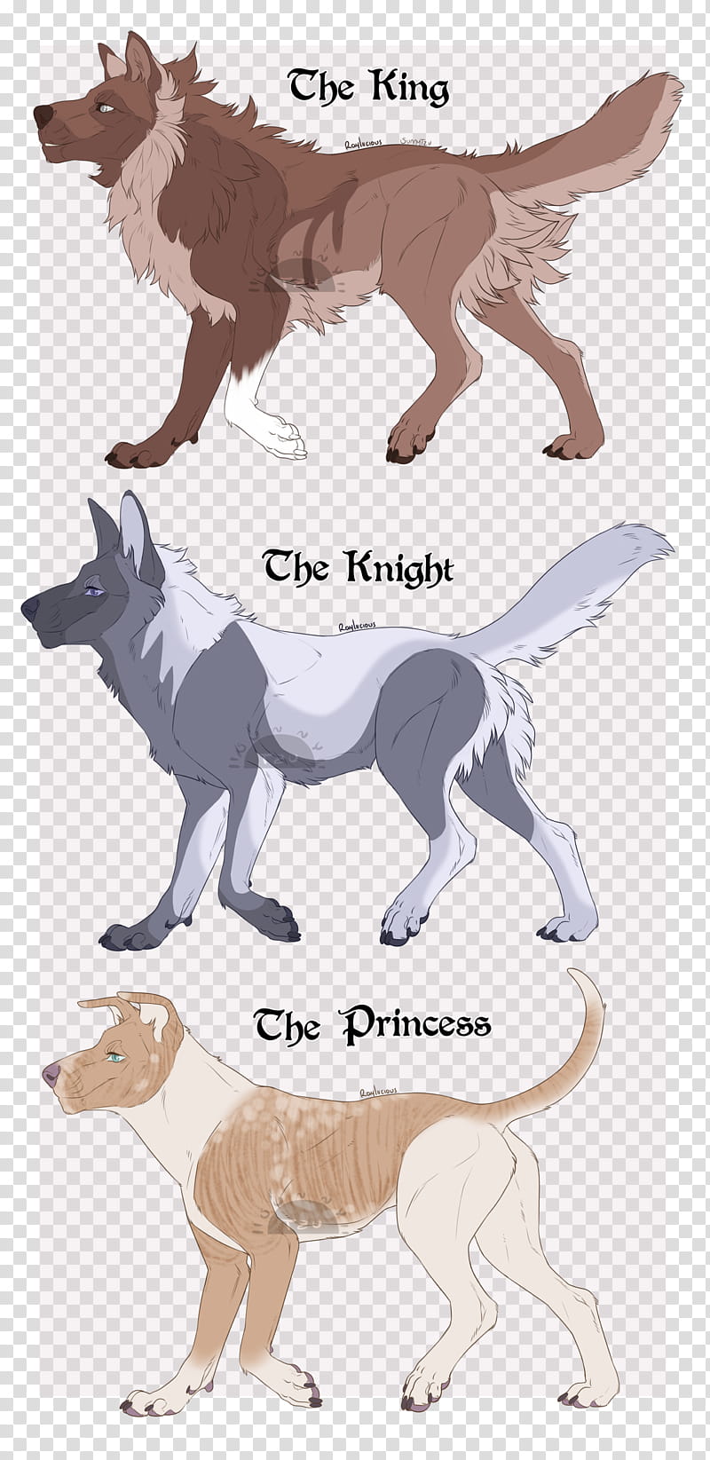 ST Rise of Royalty OTA   OPEN, three assorted-color wolves transparent background PNG clipart