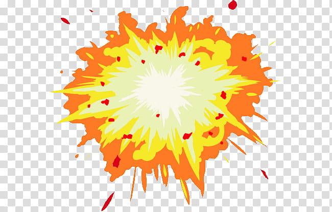Cartoon Explosion, Bomb, Drawing, Silhouette, Yellow, Orange, Line transparent background PNG clipart