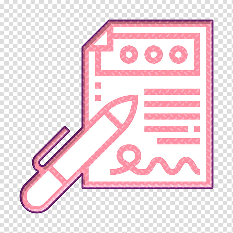 Contract icon Business Analytics icon, Text, Pink, Line, Magenta, Logo, Material Property transparent background PNG clipart