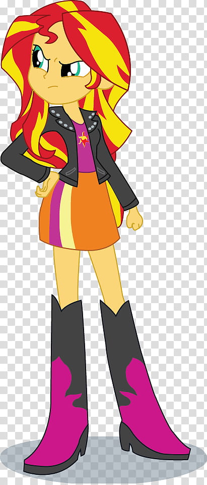 EqG Sunset Shimmer, red and yellow-haired girl cartoon character illustration transparent background PNG clipart