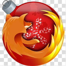 Firefox holiday icon, firefox ornament, black and orange bauble illustration transparent background PNG clipart