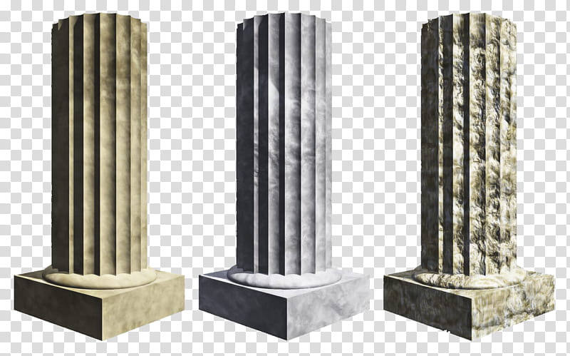 plain stone columns, three ribbed pedestals transparent background PNG clipart