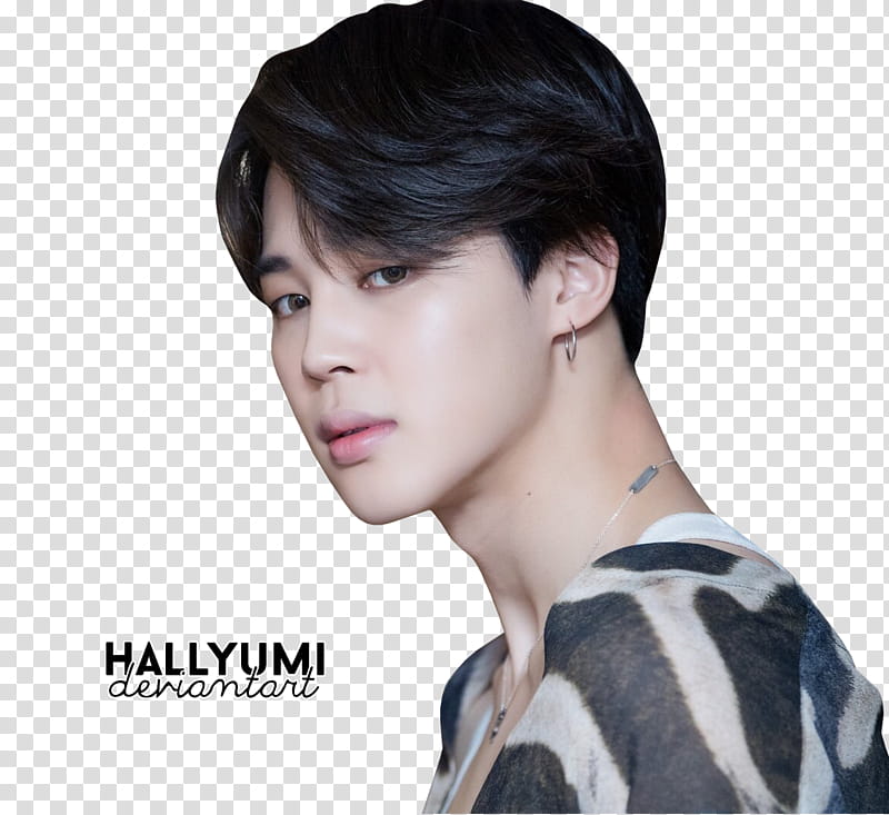 Jimin BBMAs , man wearing silver-colored earring with text overlay transparent background PNG clipart