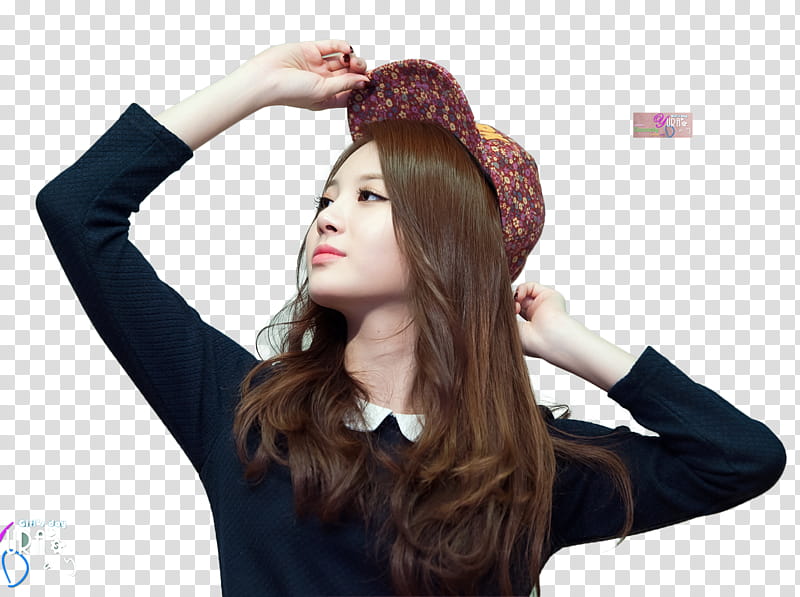 Yura Girls Day, woman touching pink fitted cap transparent background PNG clipart