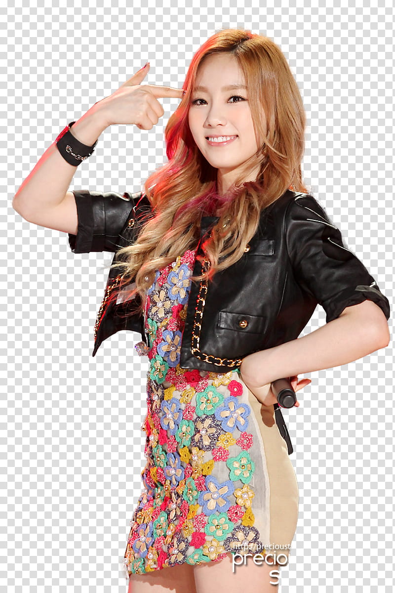 Taeyeon SNSD, woman wearing black leather cardigan transparent background PNG clipart