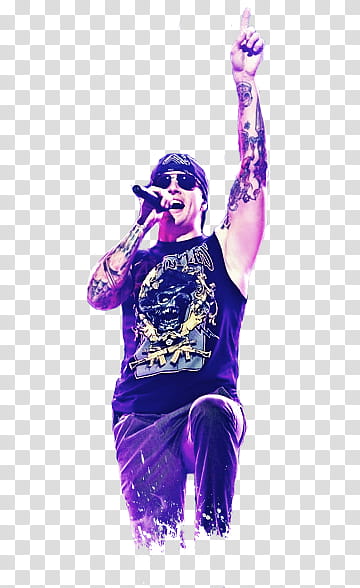 Avenged Sevenfold, man singing and raising his left hand transparent background PNG clipart