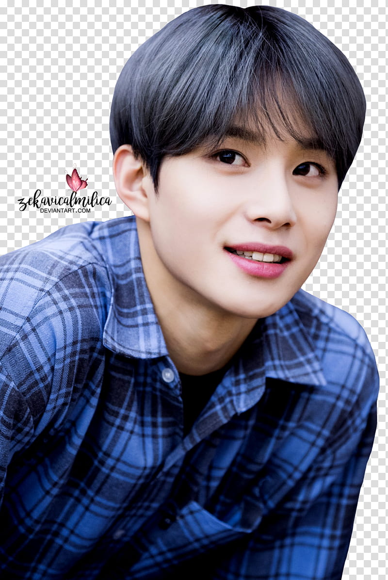 NCT Jungwoo Sweet Valentine Day, man wearing blue and black plaid dress shirt transparent background PNG clipart
