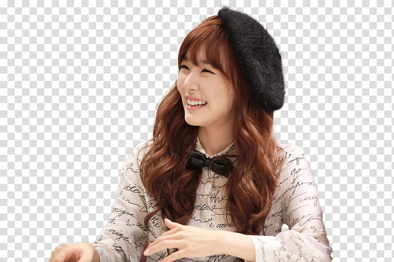Tiffany QUA fansign event, woman wearing brown long-sleeved top and black hat transparent background PNG clipart