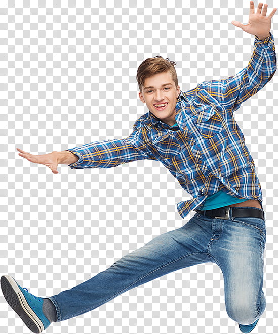 Jeans, Jumping, Person, Standing, Fun, Plaid, Exercise, Gesture transparent background PNG clipart
