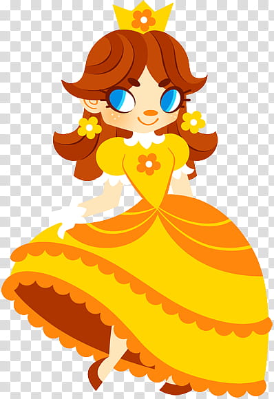 Princess Daisy, woman wearing yellow and orange dress illustration transparent background PNG clipart