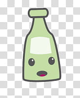 Kawaii Cutes, green bottle illustration transparent background PNG clipart