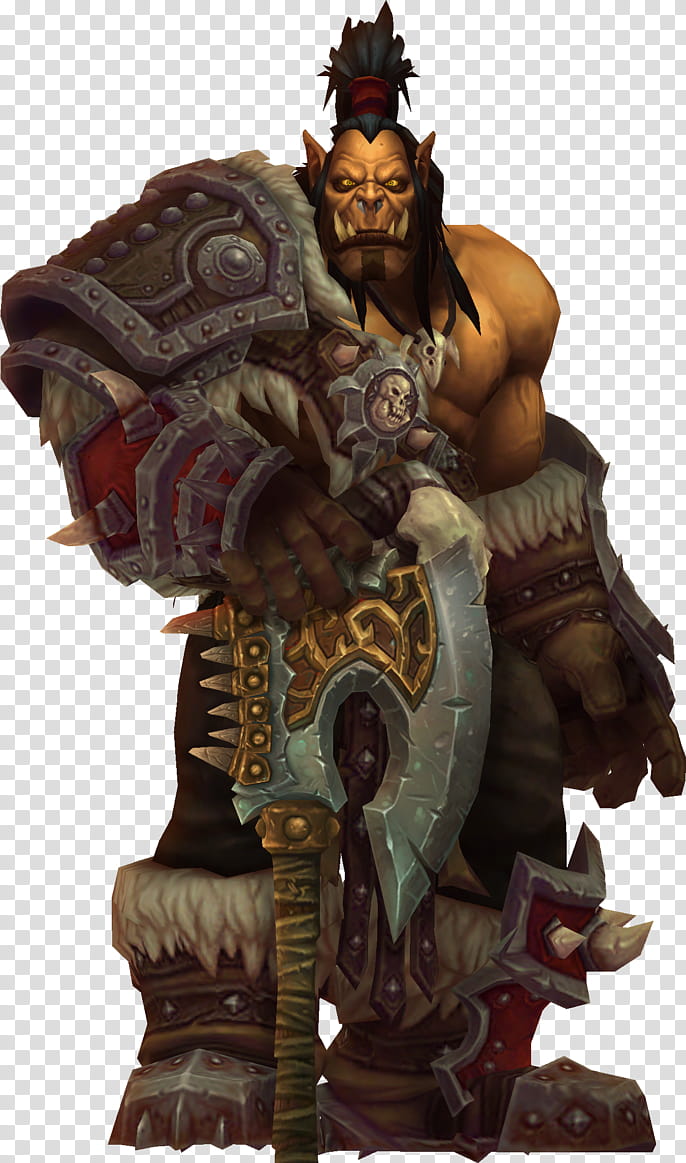 Grommash Hellscream, World of Warcraft character holding axe illustration transparent background PNG clipart